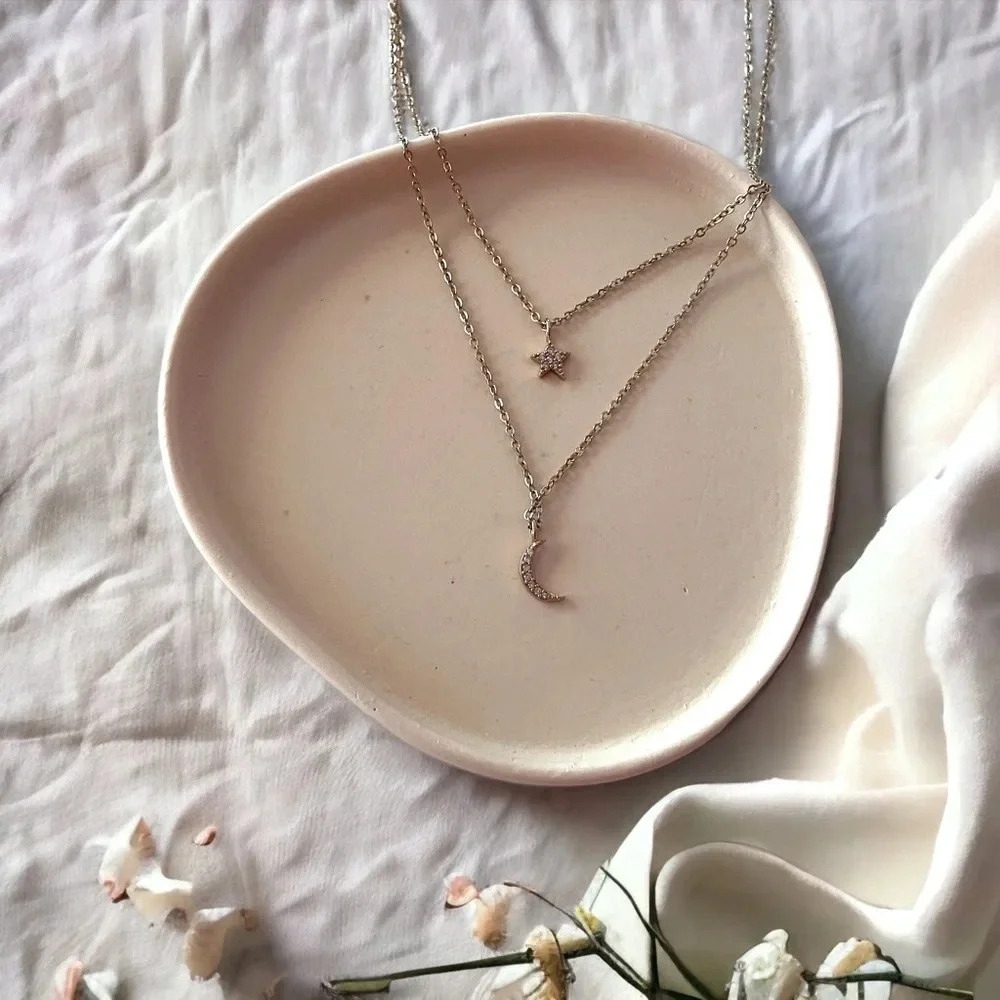 Stargaze Jewelry Dainty Gold Star & Moon Layered Necklace